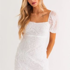 Puff Sleeve Fitted White Dress